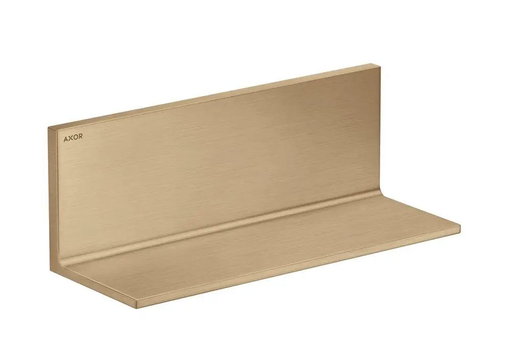 Ablage aus gebürstetem Bronze-Finish, rechteckig und flach, mit minimalistischem Design. Eingraviertes Logo "AXOR" auf der Vorderseite.
